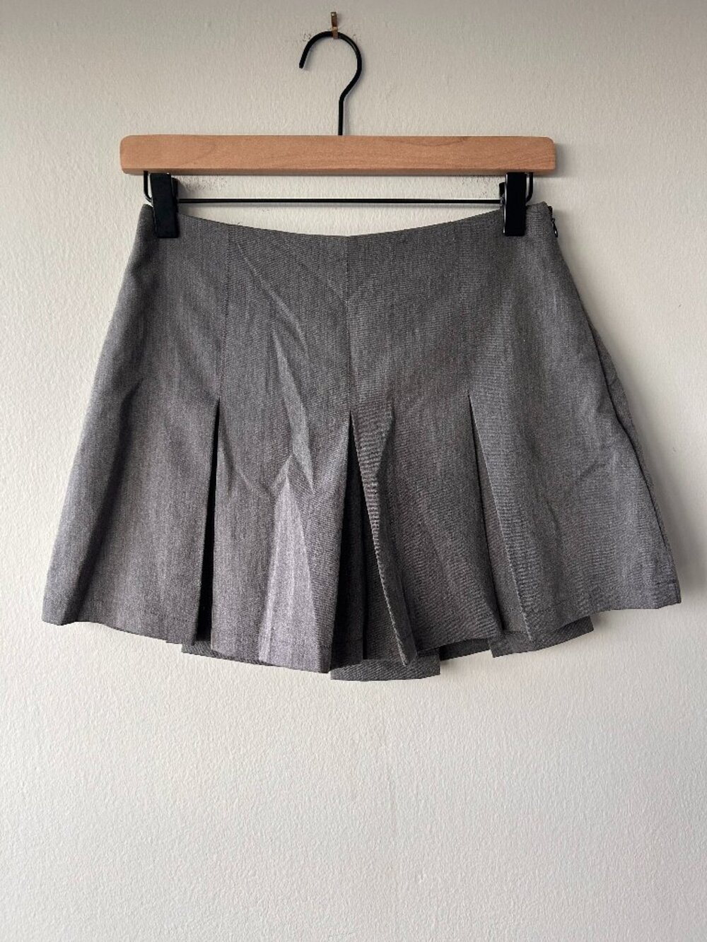 Gray Pleated Mini Skirt High Waist A-Line Preppy Schoolgirl Size S